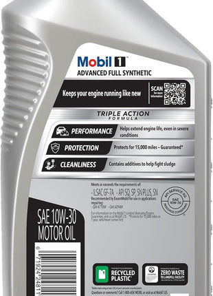 Mobil 1 Advanced Full Synthetic Motor Oil 10W-30, 6-pack of 1 quarts