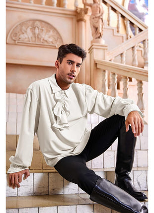Bbalizko Mens Pirate Shirt Ruffle Victorian Renaissance Steampunk Vampire Poet Shirts Gothic Medieval Costume