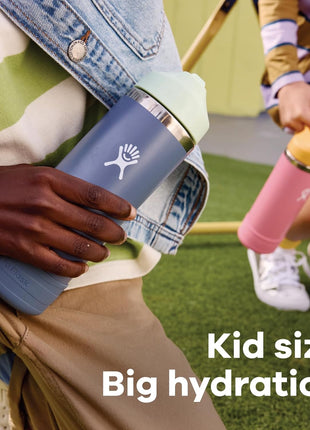 Hydro Flask Kids Water Bottle for School - Stainless Steel and Insulated with Straw Cap - 18 Oz in Seaspray Blue