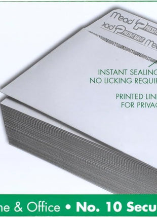 Mead #10 Security Business Envelopes Letter Size 4-1/8 inch x 9-1/2 inch Peel and Seal, Privacy Lined, No-Window, Press-It Seal-It Self-Adhesive for Home & Office Mailing, 45 Count (75026)