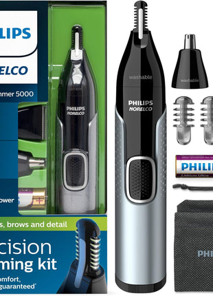 Norelco Philips Nose Trimmer 5000 for Nose, Ears, Eyebrows Trimming Kit, NT5600/62