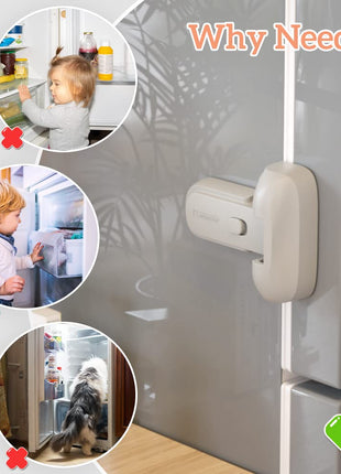Mom's Choice Gold Awards Winner - EUDEMON 1 Pack Updated Child Proof Refrigerator/Fridge/Freezer Door Lock Apply to Max 1 inch(25mm) Sealing Strip for Toddlers and Kids, no Tools Need or Drill (Grey)