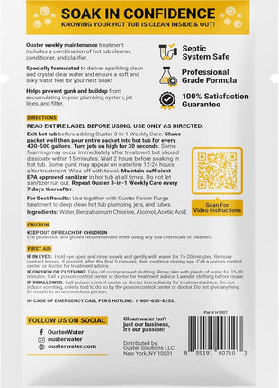 Bio Ouster 3in1 Weekly Hot Tub Cleaner, Conditioner, Clarifier - Hot Tub Chemicals for Standard & Inflatable Spas - Spa Chemicals for Crystal Clear & Sparkling Clean Water - Made in USA (4 Week Kit)