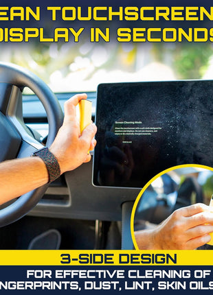 Car Screen Cleaner Spray And Wipe, 2-in-1 Spray and Microfiber Cloth Touch Screen Cleaner For Car Display, Cell Phone, Laptop, IPad, IPhone, Macbook Air, Computer (Black)