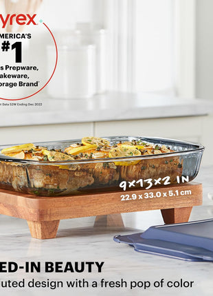 Pyrex Colors Tinted (9x13) Glass Baking Dish with BPA Free Lid, Oblong Bakeware Glass Pan For Casserole & Lasagna, Dishwasher, Freezer, Microwave and Pre Heated Oven Safe, Smoke