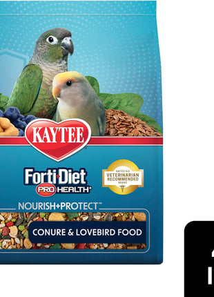 Kaytee Forti-Diet Pro Health Nourish+Protect Conure & Lovebird Food, Comprehensive Nutrition Backed by Science, Digestive Health, Immune Support, 4 pounds