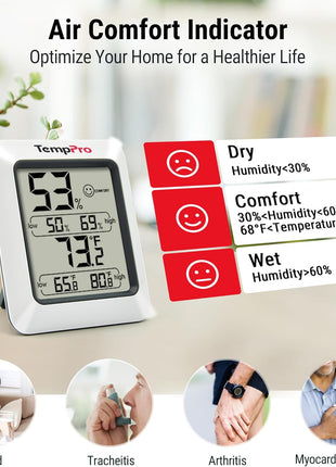 TempPro TP50 Digital Hygrometer Indoor Thermometer Room Thermometer and Humidity Gauge with Temperature Humidity Monitor(Previously ThermoPro)