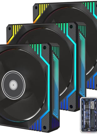 Pano-Mounts LJ12RGBC3PACK 120 mm 12V Infinity Mirror RGB 6 Pin Quiet Gaming PC Computer LED CPU Cooler Chassis Case Fan - Black - Pack of 3