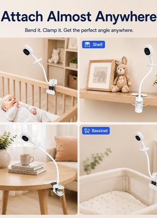 Baby Monitor Mount Compatible with Nanit Pro Smart Baby Monitor & Flex Stand ,Also for Cameras with 1/4 Screw Mount Flexible Long Gooseneck ArmBaby Camera Holder Stand Without Tools