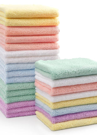 HOMEXCEL Baby Washcloths 24 Pack-Microfiber Coral Fleece Baby Bath Face Towel 7 x 9 Inch Extra Absorbent and Soft Burp Cloth and Wash Cloths for Newborn-Infants and Toddlers-Gentle On Sensitive Skin