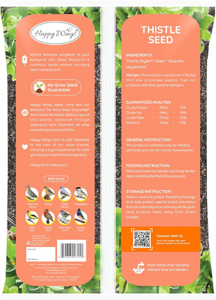 Happy Wings Nyjer/Thistle Seeds Wild Bird Food - 10 Pounds I No Grow Seed I Bird Seed for Wild Birds