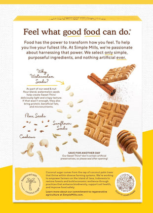 Simple Mills Honey Cinnamon Seed & Nut Flour Sweet Thins, Paleo Friendly & Delicious Sweet Thin Cookies, Good for Snacks, Nutrient Dense, 4.25oz, Pack of 1