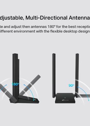 TP-Link WiFi 6 USB Adapter for Desktop PC - (Archer TX20U Plus) AX1800 Wireless Network Adapter with 2.4GHz, 5GHz, High Gain Dual Band 5dBi Antenna, WPA3, Supports Windows 11/10