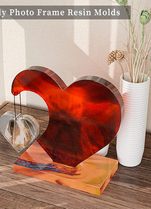Large Photo Frame Resin Molds, Heart Shape Silicone Molds for Epoxy Resin, DIY Picture Frame Display Unique Mold for Resin Casting Art Crafts Table Home Decor Gift