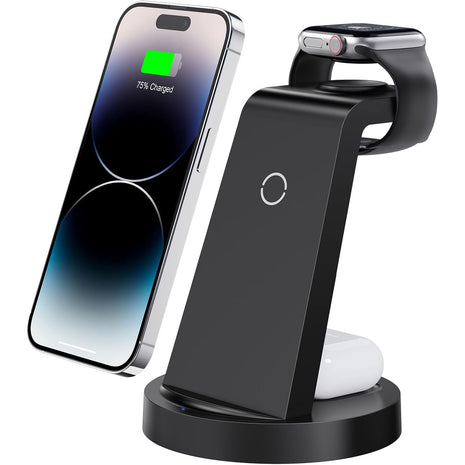 Anlmz 3 in 1 Charging Station for iPhone, Wireless Charger for iPhone 17 16e 16 15 14 13 12 11 X Pro Max & Apple Watch - Wireless Charging Station for AirPods 4 3 Pro
