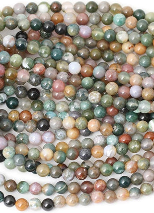 60PCS 6mm Natural Indian Agate Gemstone Round Loose Beads for Jewelry Making DIY 1 Strand 15 inch