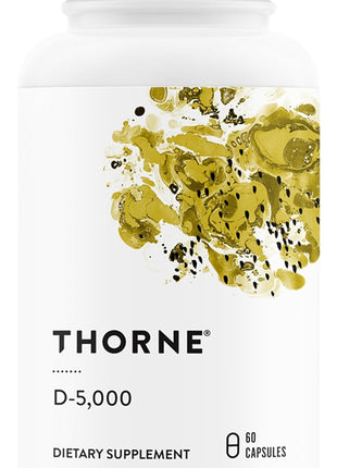 THORNE   Vitamin D 5000   Vitamin D3 Supplement   Support Healthy Bones, Teeth, Muscles, Cardiovascular, and Immune Function*   NSF Certified for Sport   Dairy Free, Soy Free   60 Capsules