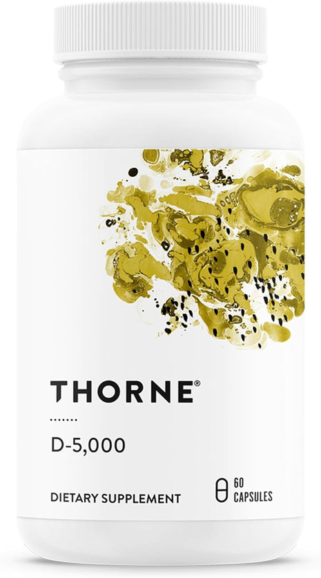 THORNE   Vitamin D 5000   Vitamin D3 Supplement   Support Healthy Bones, Teeth, Muscles, Cardiovascular, and Immune Function*   NSF Certified for Sport   Dairy Free, Soy Free   60 Capsules