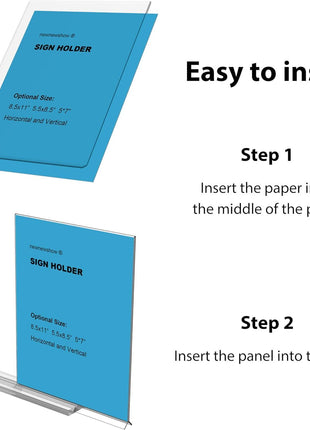 newnewshow 8.5x11 Acrylic Sign Holder 3 Pack Vertical Double-Sided Display (Optional 8.5x11 8.5x5.5 5x7 Horizontal and Vertical)