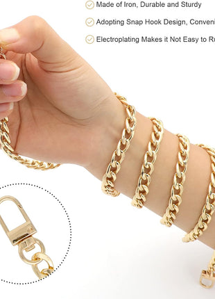 4 Pieces Different Sizes Iron Replacement Flat Chains Iron, Metal Chain Strap for DIY Purse Handbag Shoulder Crossbody Bag Clutch (15.4 Inch, 23.6 Inch, 31. 4 Inch, 47.2 Inch) Gold