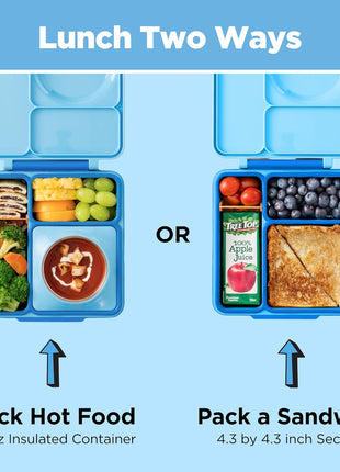 Omie OmieBox Kids Insulated Leakproof Bento Lunch Box with Food Jar (Blue Sky)