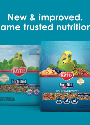 Kaytee Forti-Diet Pro Health Nourish+Protect Parakeet Food, Comprehensive Nutrition Backed by Science, Digestive Health, Immune Support, 2 pounds