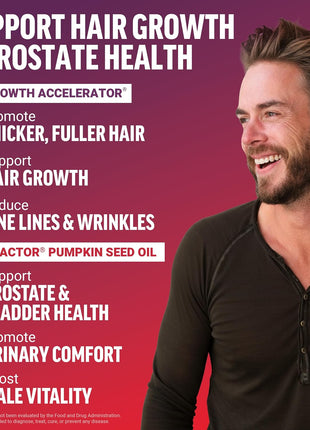 Force Factor Hair Growth Accelerator Soft Chews, Hair Growth Vitamins for Women and Men with Clinically Studied Lustriva and Biotin, Promotes Thicker, Fuller, Stronger Hair + Pumkin Seed Oil Sofgels
