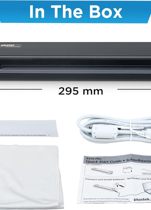 Plustek Mobile Scanner S410 Plus - Portable Sheet-Fed Document Scanner - for Windows 7 / 8 / 10 / 11, Featuring Button-Free Scanning with Included OCR Software