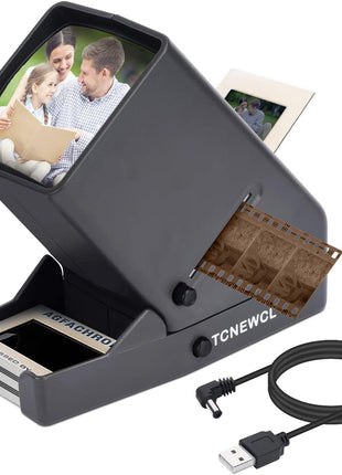TCNEWCL 35mm Slide and Film Viewer, Negative Scanner, Desk Top LED Lighted Illuminated Viewing, 3X Magnification, USB Powered