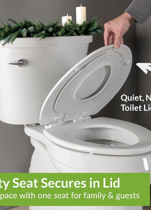 Mayfair NextStep2 Toilet Seat with Built-In Potty Training Seat, Slow-Close, Removable that will Never Loosen, Elongated, White