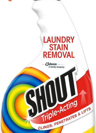 Shout Active Enzyme Laundry Stain Remover Spray, Triple Acting Formula Clings, Penetrates, and Lifts 100+ Types of Everyday Stains   Prewash Spray 22oz