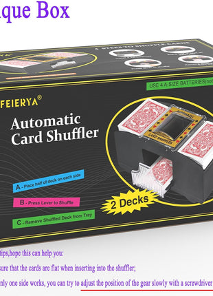 FEIERYA Automatic Card Shuffler 2/1/4/6 Deck | Battery-Operated Electric Playing Card Shuffler,Compatible with UNO,Poker for Home Card Game,Travel