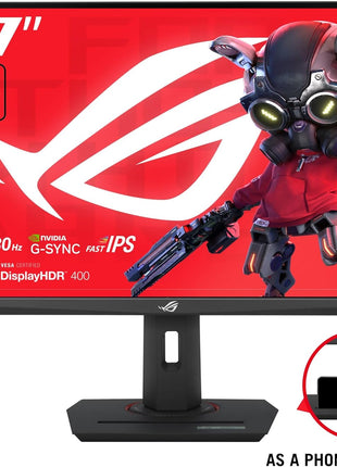 ASUS ROG Strix 27" QHD (2560x1440) HDR400 USB-C Gaming Monitor (XG27ACS), 180Hz,1ms, Fast IPS, 133% sRGB, Extreme Low Motion Blur Sync, G-Sync Compatible, DisplayWidget, Tripod Socket, 3 Year Warranty