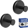 HOME SO Suction Cup Hooks for Shower, Bathroom, Kitchen, Glass Door, Mirror, Tile ??Loofah, Towel, Coat, Bath Robe Hook Holder for Hanging up to 15 lbs ??Waterproof & Rustproof, Matte Black (2 Pack)