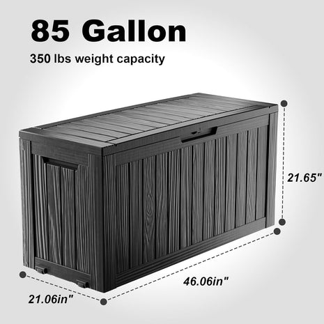 ROJIK Outdoor Storage Box with Wheels – 85 Gallon Mobile Waterproof Resin Deck Box, Lockable Storage for Patio Cushions, Garden Tools, Pool Accessories – UV-Resistant Storage Bench for Backyard & Deck