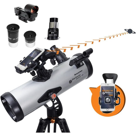 Celestron StarSense Explorer LT 114AZ App-Enabled Telescope – 114mm Newtonian Reflector with Smartphone Dock & StarSense App – iPhone & Android Compatible – Easy-to-Use for Beginners