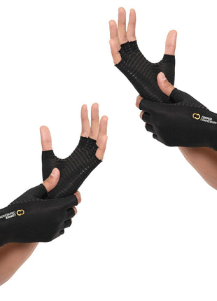 Copper Compression Arthritis Gloves | Fingerless Arthritis Carpal Tunnel Pain Relief Gloves For Men & Women | Hand Support Wrist Brace For Rheumatoid, Tendonitis, Swelling, Crocheting, Typing (M)