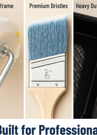 Bates- Paint Roller Kit, 19 pcs, Roller Set with Microfiber Sleeves & Frame | for Walls, Cabinets, Interior and Exterior Painting