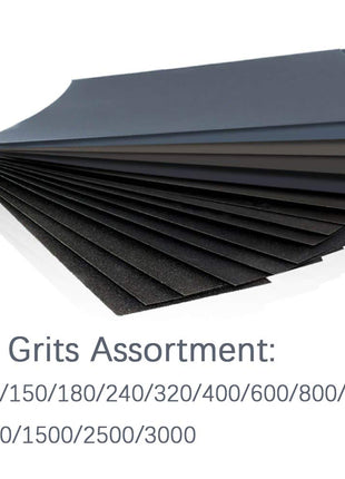 HSYMQ 24PCS Sand Paper Variety Pack Sandpaper 12 Grits Assorted for Wood Metal Sanding, Wet Dry Sandpaper 120/150/180/240/320/400/600/800/1000/1500/2500/3000 Grit