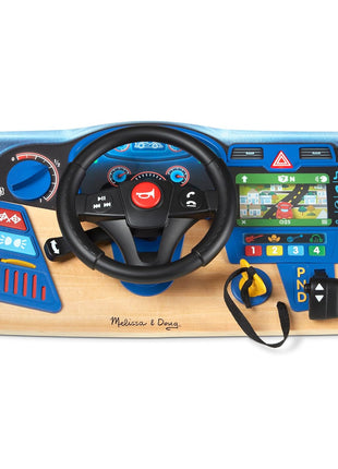 Melissa & Doug Vroom & Zoom, Interactive Wooden Dashboard, Racing Car Steering Wheel Toy, Lights & Sounds, Preschool Learning Toys for Girls & Boys 3+ - FSC Certified