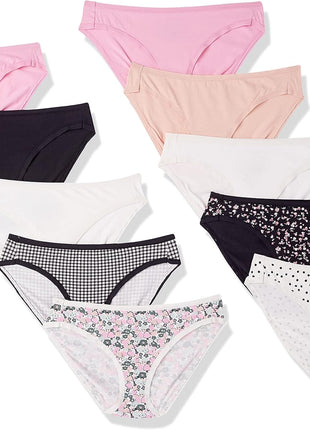 Amazon Essentials Women's Breathable Cotton Bikini Brief Underwear with Full Coverage, Multipacks