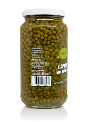 Sanniti Spanish Non Pareil Capers in Vinegar and Salt Brine - 33.5 oz