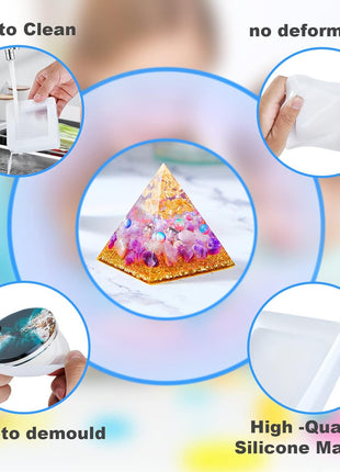 Resin Molds Silicone Kit 20Pcs,Epoxy Resin Molds Including Sphere,Cube,Pyramid,Square,Round, Used for Create Art,DIY,Coasters,Candles.Bonus Decorative Sequins and The Complete Set(20PCS Resin molds)