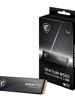 msi SPATIUM M560 PCIe 5.0 NVMe M.2 1TB Portable SSD, 1TB Internal Solid State Drive, Speeds Up to 10200MB/s, USB-C, Reliable Storage for Gaming, Students, Professionals, Black