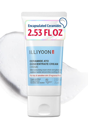 Illiyoon Ceramide Ato Concentrate Cream | Moisturizer for Dry & Sensitive Skin, 100hr Lasting Hydration, For Face & Body, Gentle for Infants, Moisture Barrier Repair, Vegan Certified, 2.53 fl.oz.