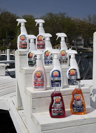 303 Products Marine Clear Protective Cleaner - Cleans and Protects Vinyl and Plastics, Provides Superior UV Protection, Prevents Yellowing and Cracking, 32oz (30215)