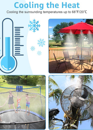 Bonviee Misters for Outside Patio - 75FT Misting Cooling System with 28 Brass Nozzles and 3/4 inch Adapter, 23M DIY Outdoor Misters Kit for Garden, Greenhouse, and Patio Cooling