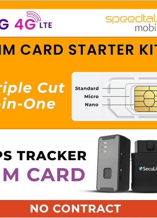 SpeedTalk Mobile GPS Tracker SIM Card Starter Kit | 3 in 1 Universal Simcard: Standard, Micro, Nano for Kids Senior Pet Car Fitness Activity 5G 4G LTE Tracking Devices | No Contract
