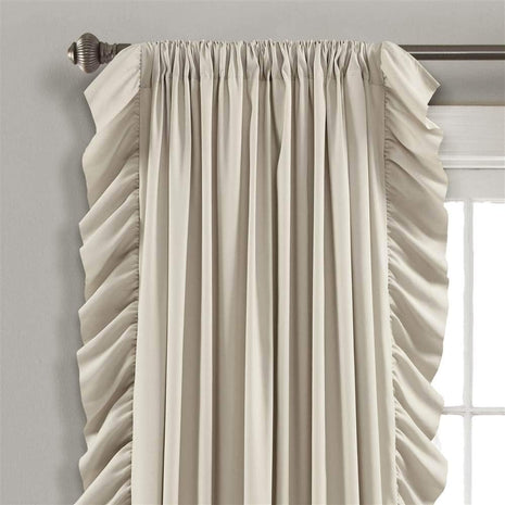 Lush Decor Reyna Ruffle Window Curtain Panel Set, Pair, 54 inch W x 95 inch L, Wheat - Flowy Curtain Set - Romantic Ruffle Curtains for Bedroom, Living room, or Dining Room - Farmhouse & Cottage Home Decor