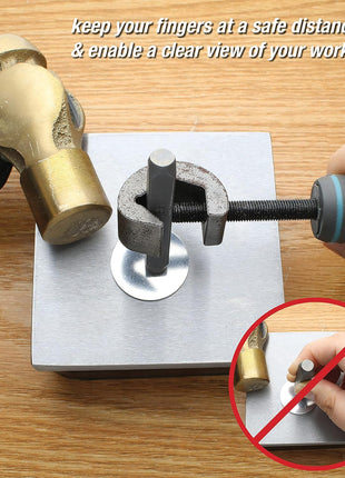 The Beadsmith Metal Stamp Holder, 6 inches, Metal Stamping Tool, with Grey & Aqua Textured Comfort Grip Handle, Holds Stamps in Place with a Safe and Secure Grip.
